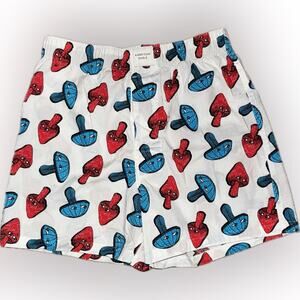 American Eagle XSBoxer Shorts Mushroom Print Red White Blue Cotton Pockets Indie